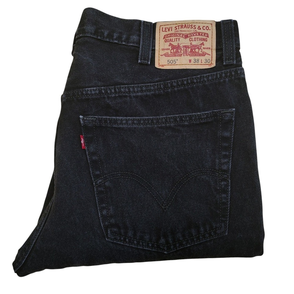 Levi's 505 Men's Jeans 36x30‎ Black Regular Fit Casual Dark Denim Classic